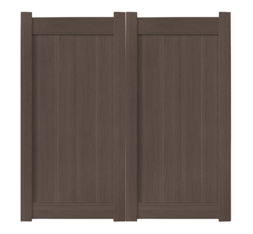 6’ x 6’ Chestnut Brown Double Drive Vinyl Gate