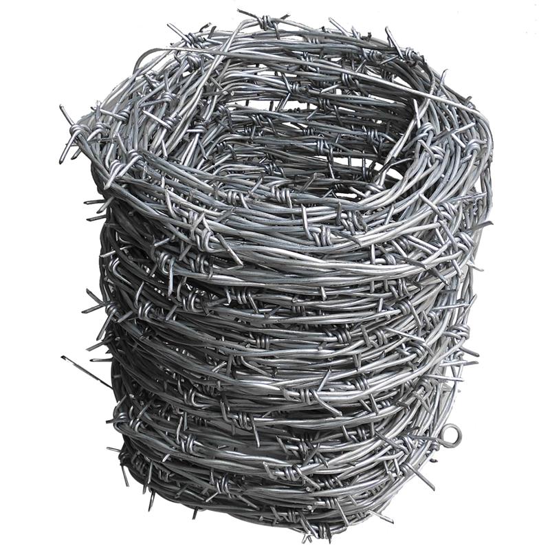 Galvanized 4-Point Class 3, 12-1/2 Gauge Barbed Wire Roll for Chain Link Fences