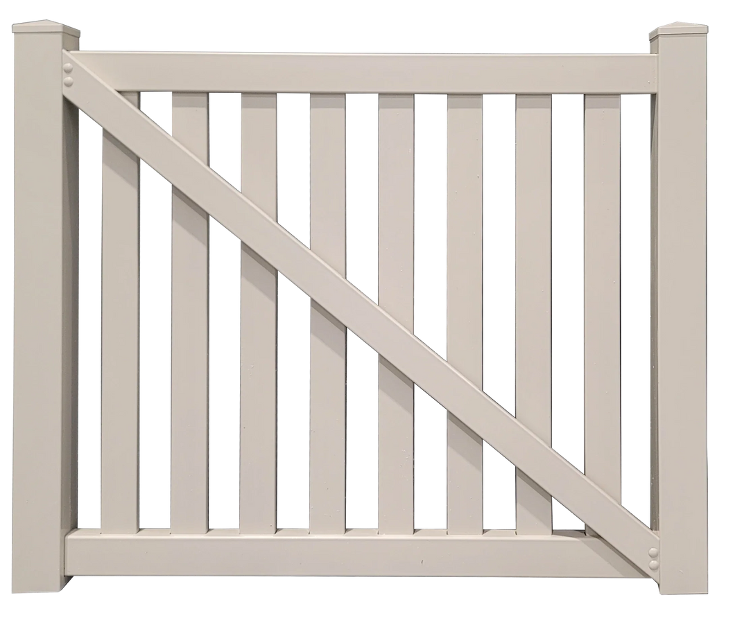 4' x 4' Sandstone Semi-Private Closed Picket Single Swing Vinyl Fence Gate (K-17)