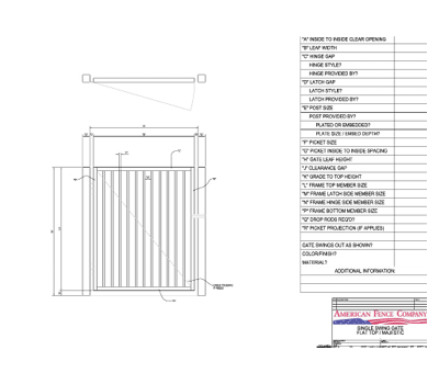 36" x 48" Flat Top Single Swing Gate